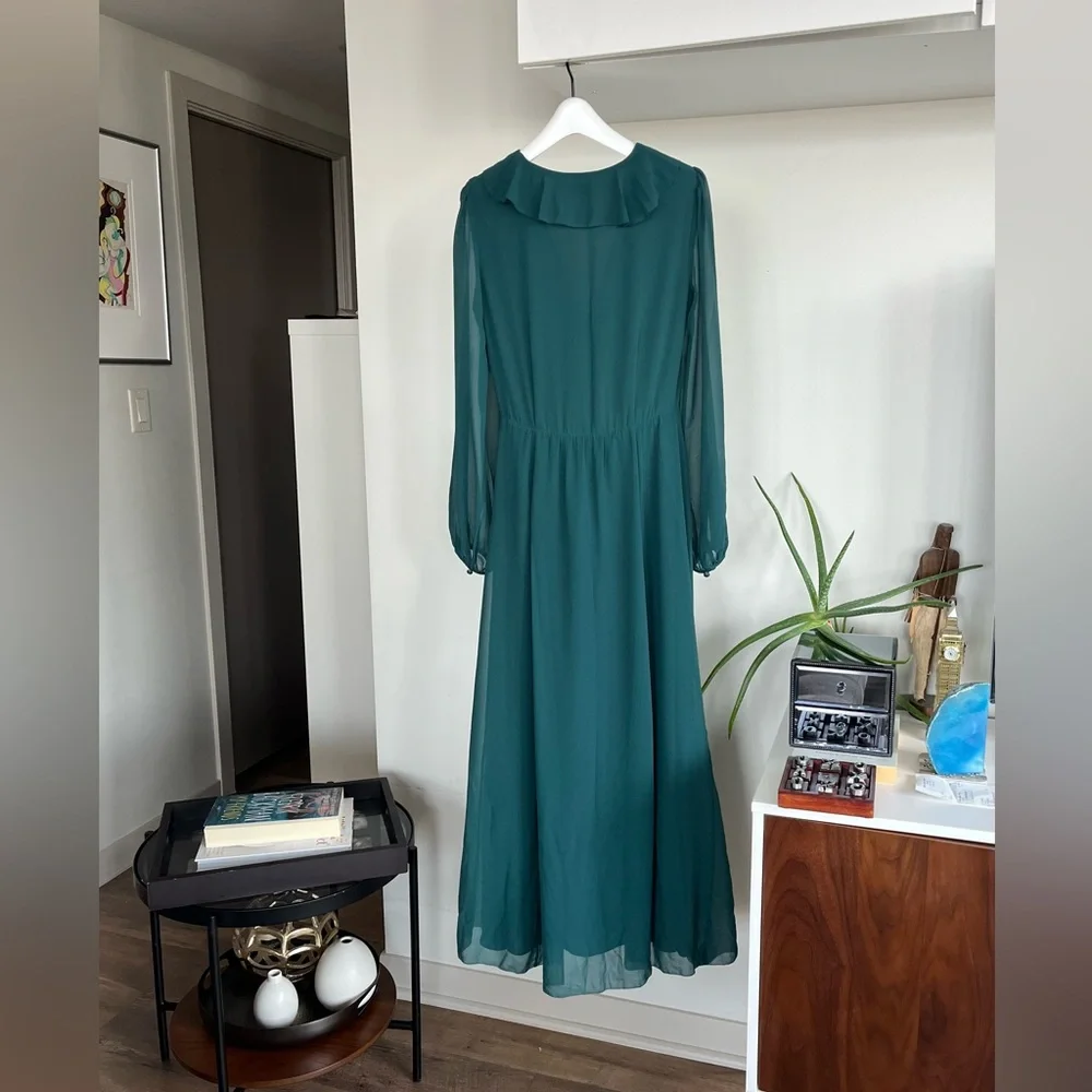 Aritzia Wilfred Mille Midi dark Green new Formal Evening Wedding party Dress Sz0 - Picture 7 of 13